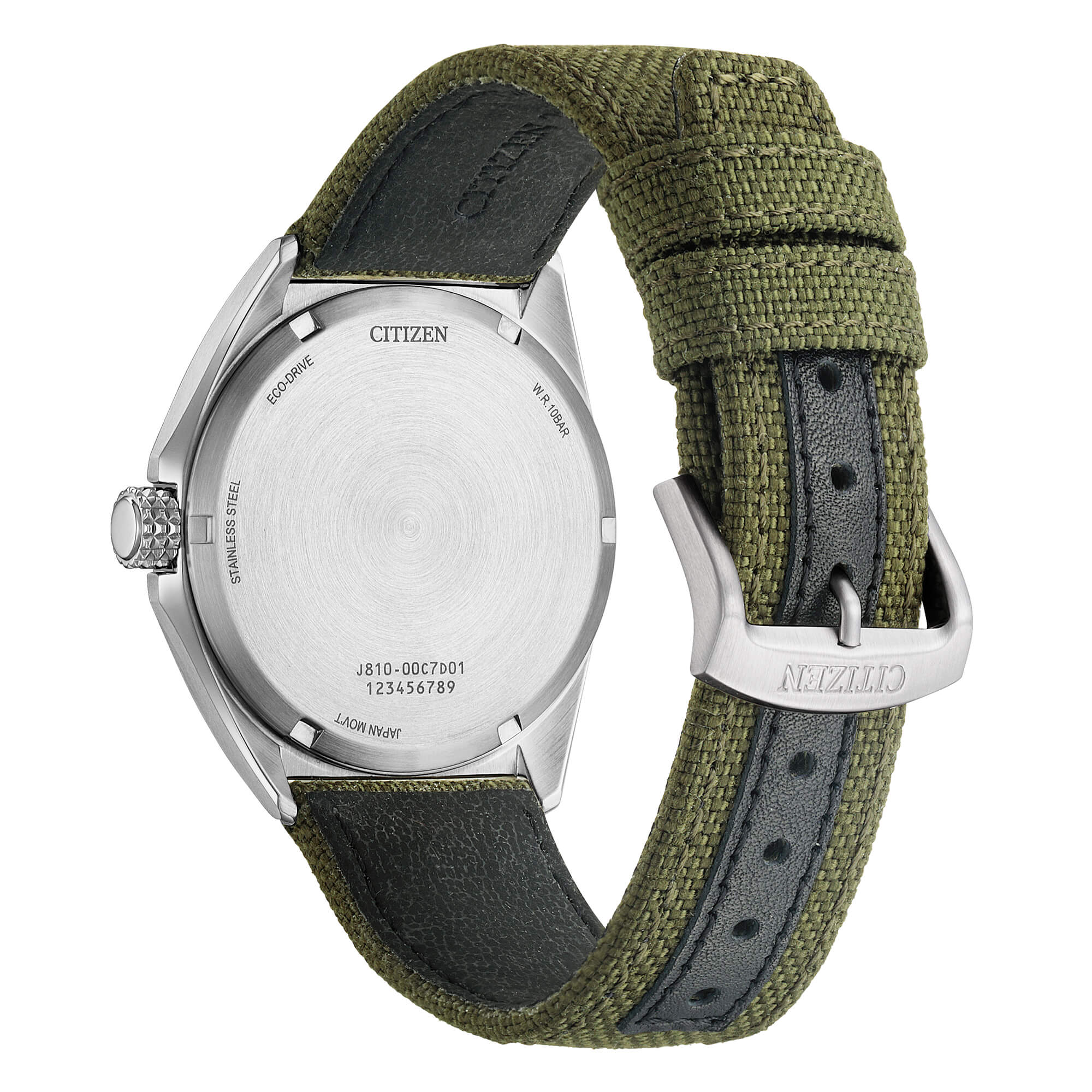 Orologio Uomo Citizen Verde Militare Eco-Drive Solo Tempo Acciaio Data AW1571-09E